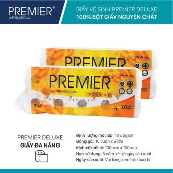 Giấy vệ sinh Premier - Deluxe 3 lớp x 10 cuộn/ lốc