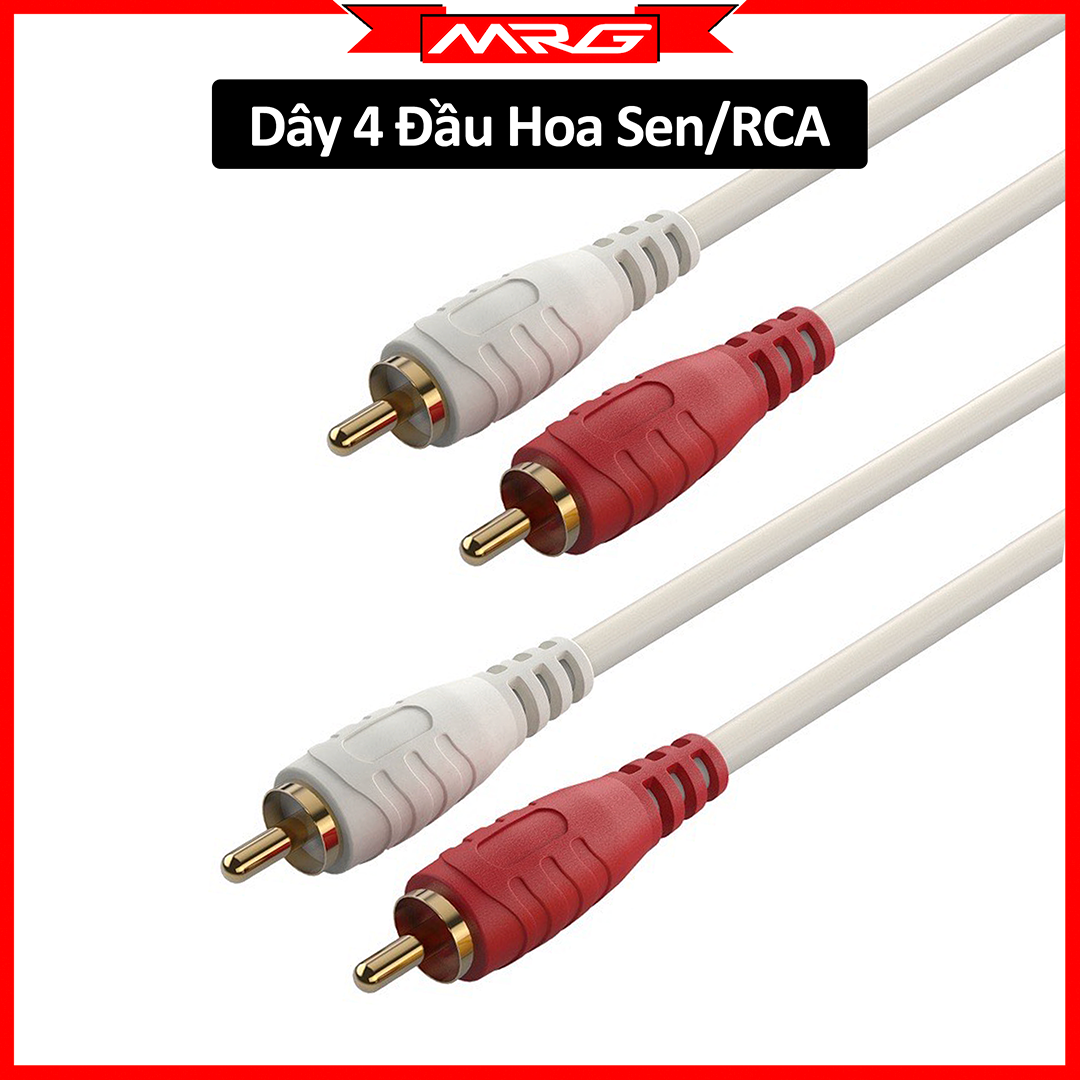 Dây AV-Hoa Sen 4 đầu, dài 1.5met-5met | dây jack hoa sen, dây hoa sen 4 đầu, dây bông sen, dây av audio, cáp loa hoa, jack rca.