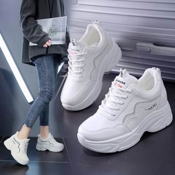 Giày sneaker nữ OKK viền kẻ độn đế 6cm chất liệu da siêu đẹp phong cách thời trang thể thao mẫu mới hot nhất 2022, giày nữ đi học, đi chơi, giày độn đế