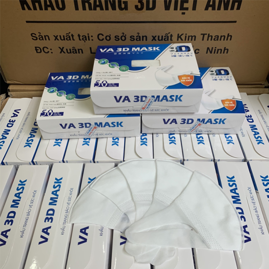 KHẨU TRANG 3D MASK VIỆT ANH MÀU TRẮNG-KHẨU TRANG 3D CÔNG NGHỆ NHẬT BẢN-1 HỘP 50C