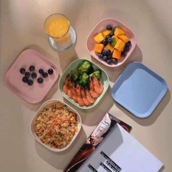 Bộ 8 Chiếc Đĩa Lúa Mạch, Chất Liệu Nhựa Lúa Mạch Sinh Học An Toàn, KT 14,3cm, Mix Đủ Màu