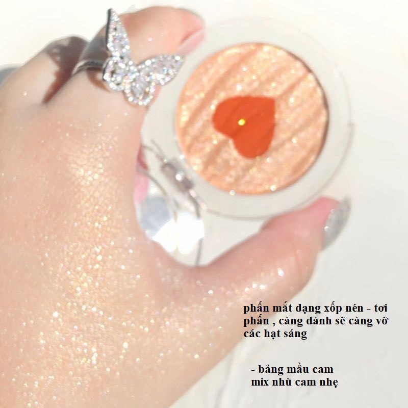 Bắt sáng trái tim sweetmint 2 mầu highlight phấn mắt nhũ ánh trai dạng xốp