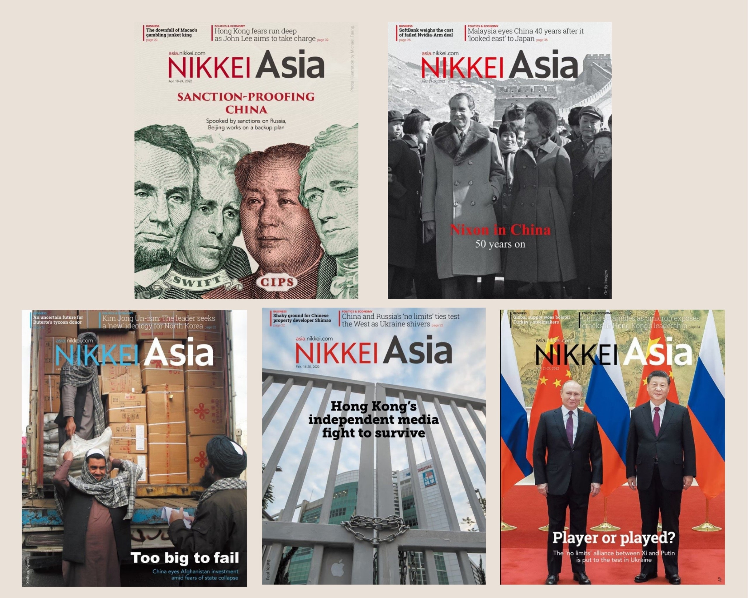 Bộ 5 Quyển Tạp Chí Nikkei Asia- Chủ đề tình hình chính trị giữa các cường quốc