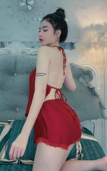 Sét Bộ Đồ Ngủ Áo Dây Dập Ly Chất Liệu Phi Bóng Mặc Mềm Mịn Dễ Chịu Quyến Rũ .QC ( Shop 79)