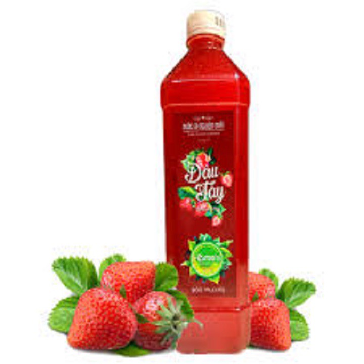 (MUA 1 chai 900ml tặng kèm chai 425ml) Nước cốt dâu tây Đà Lạt Ngọc Thảo siro syrup