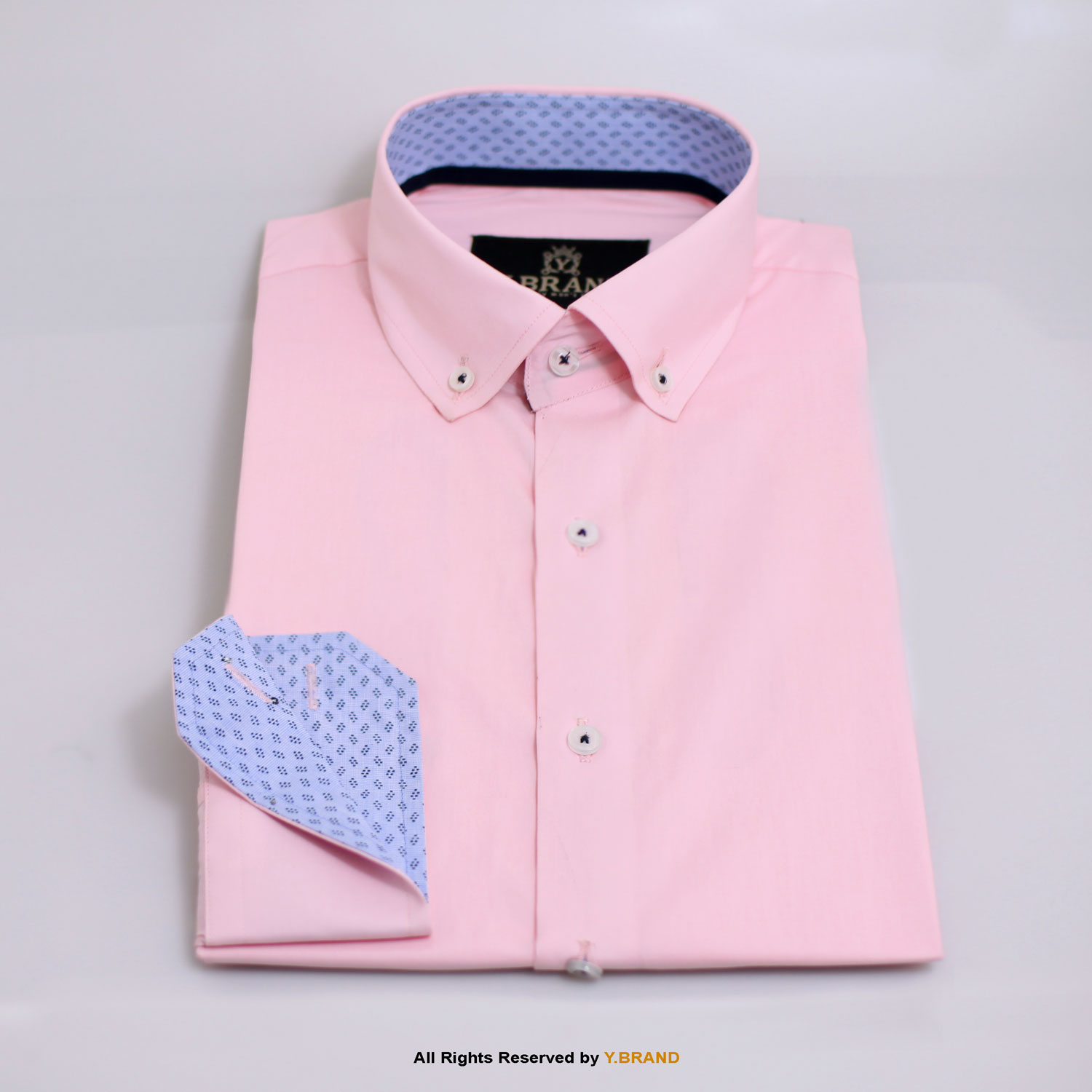 Light Pink formal shirt with double contrast DS-1018 6 b10bf4de1dd05aa72d443b00fb918a5d