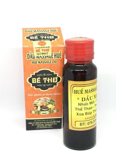 Dầu massage Huế hiệu Bé Thơ_xoa bóp giảm đau nhức, tê thấp