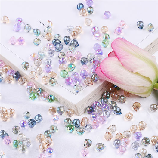 10 Hạt Charm Hạt Pha Lê Áo 9X8Mm, Hạt Đệm Hình Giọt Nước Nhiều Mặt Để Làm Trang Sức Vòng Tay Tự Làm Phụ Kiện Bông Tai
