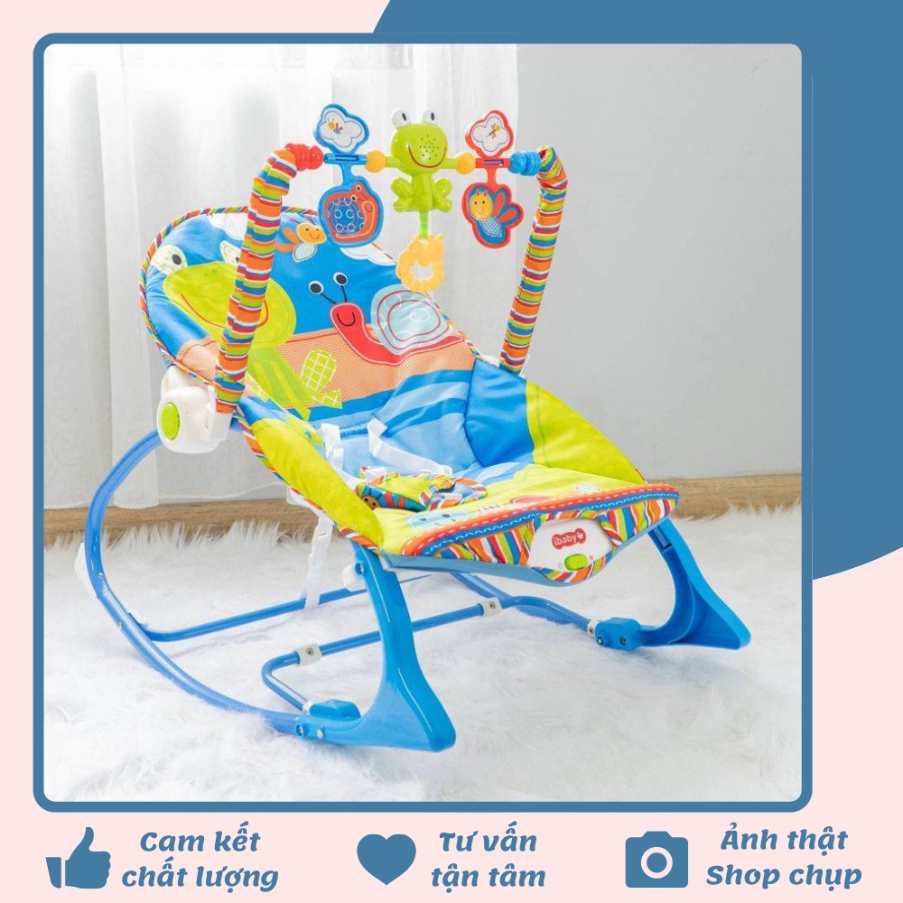 Ghế rung bập bênh cao cấp cho bé có nhạc màu xanh