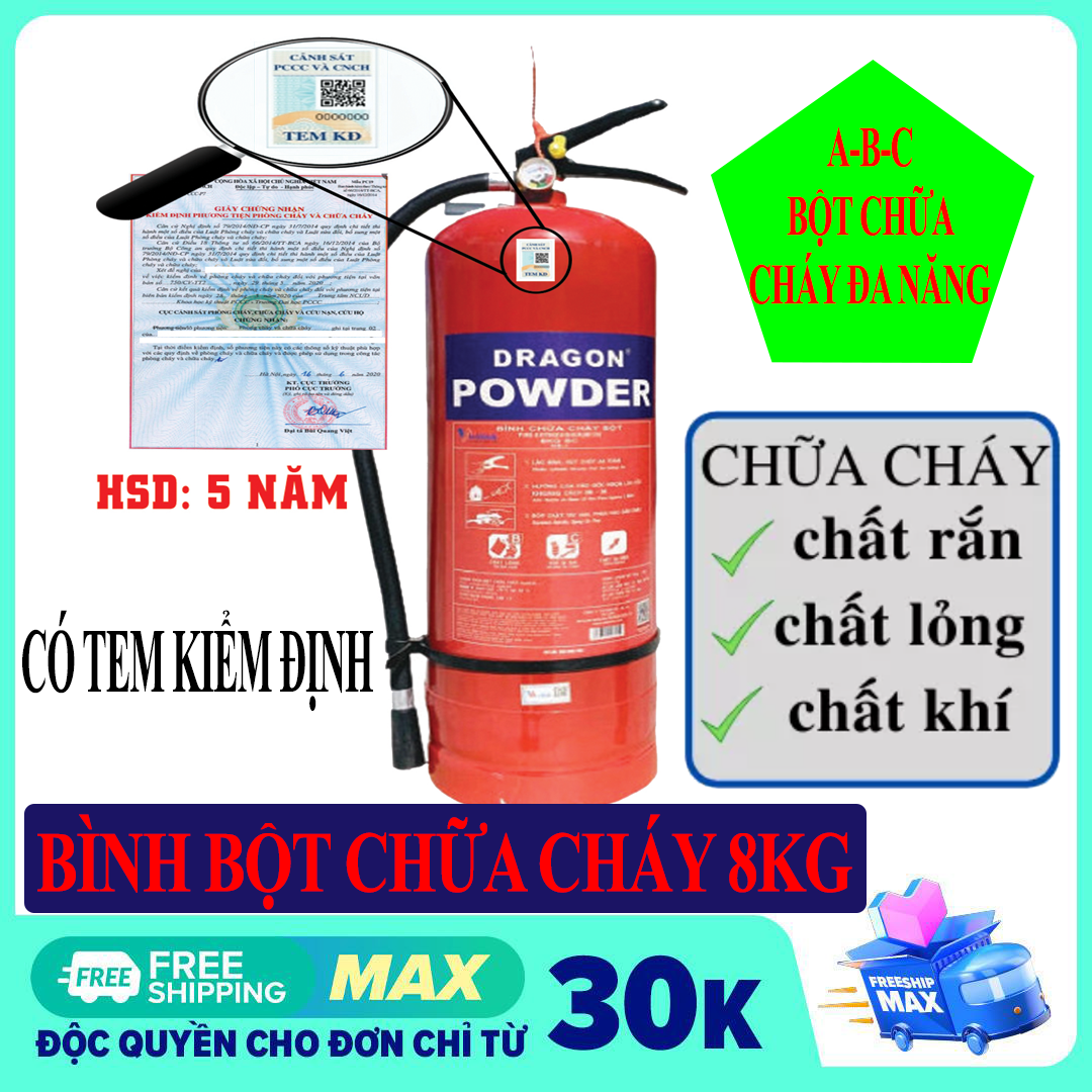 [Bình chữa cháy 8Kg] - BÌNH CHỮA CHÁY MFZ8-BC 8Kg - Bột BC - Có Tem Kiểm Định của PCCC Bộ C.ông An