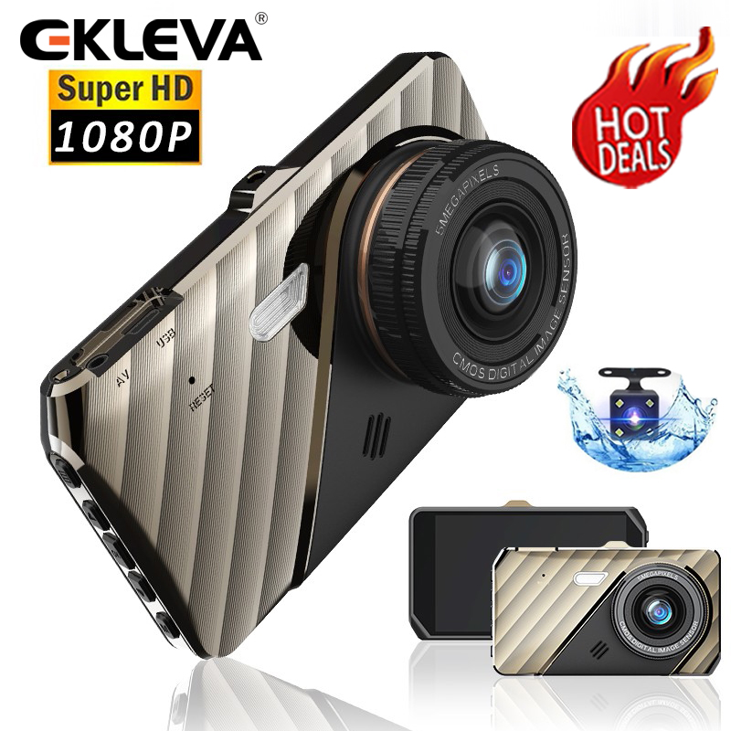 EKLEVA Full HD 1080P Car Dash Cam 4 inch IPS Video Recorder With Rear View