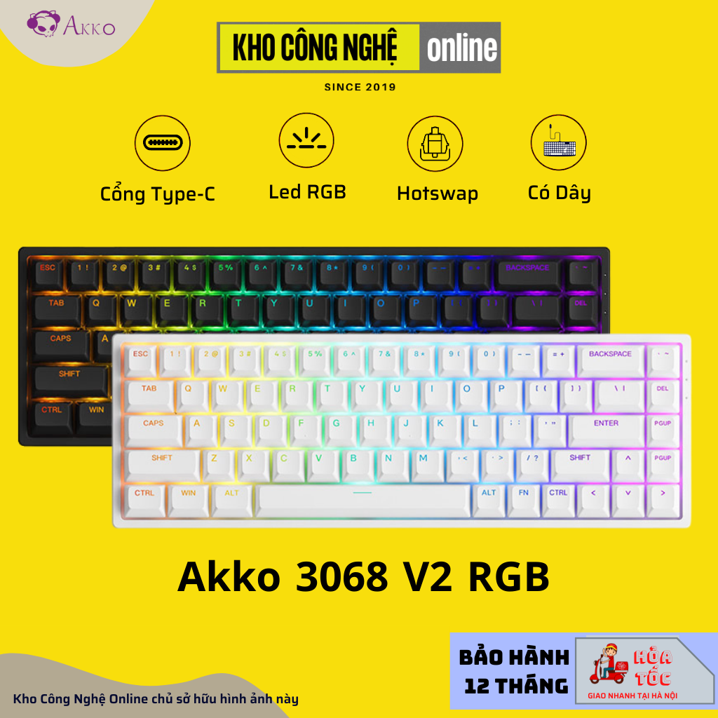 Bàn phím cơ akko 3068 v2 rgb hàng chính hãng