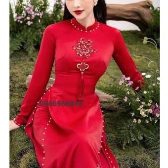 Áo dài đỏ cô dâu, áo dài cưới, áo dài ăn hỏi, áo dài cưới - Áo Dài Đan Linh