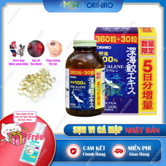 Viên Sụn Vi Cá Mập Orihiro Squalene Nhật Bản 390 Viên - Hỗ trợ xương khớp, bảo vệ tim mạch, tăng cường thị lực - sụn cá mập, sụn vi cá mập nhật bản, sun vi cá mập canxi, dầu cá, dầu gan cá mập