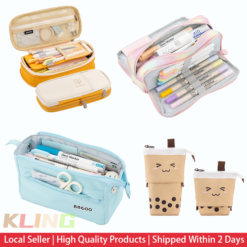 Angoo [special] Grid Pen Pencil Case, Multi Slot Plaid Storage Bag, Big  Pouch Organizer For Stationery Cosmetic Student
