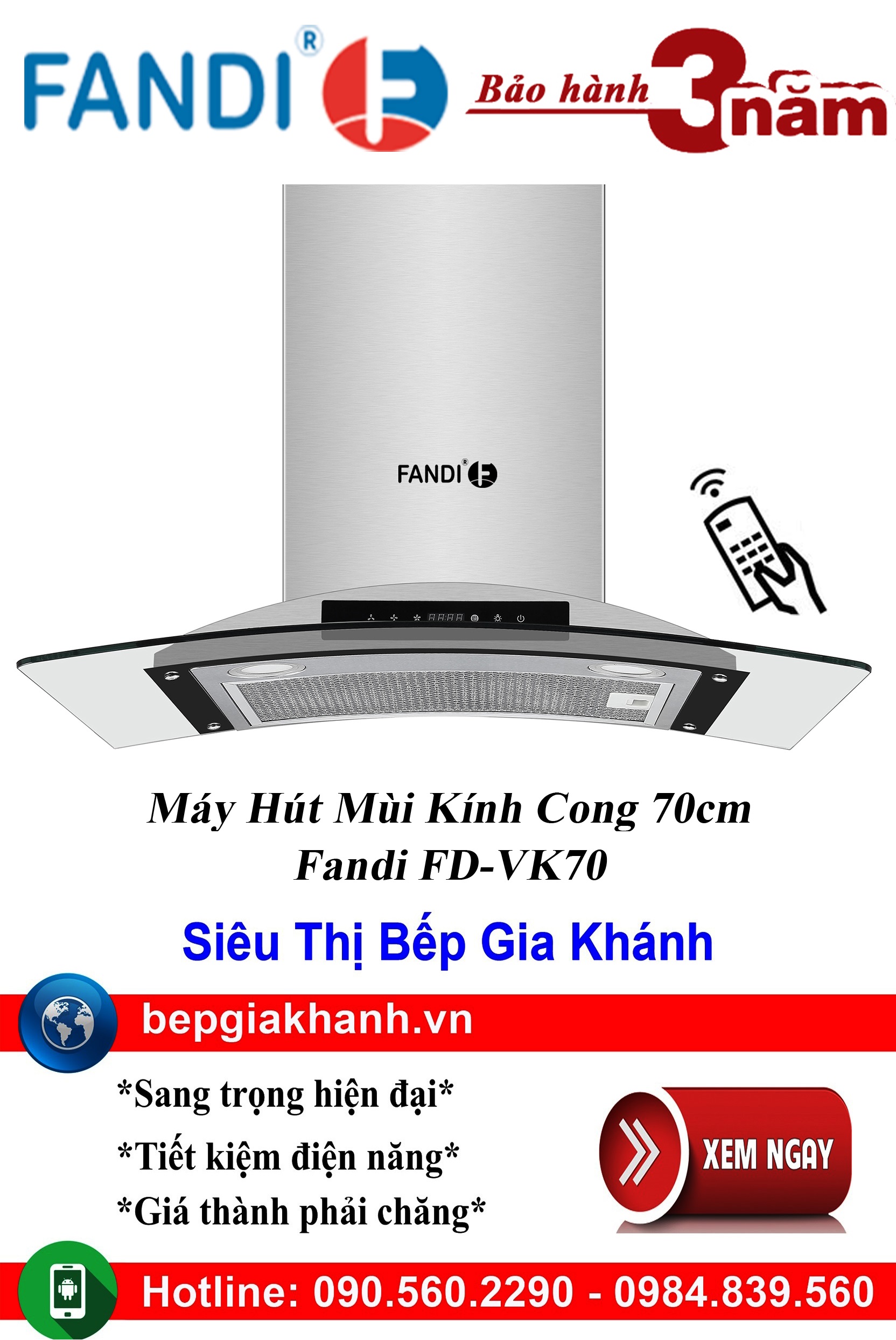 [HCM]Máy hút mùi kính cong 70cm Fandi FD-VK70, máy hút mùi nhà bếp, máy hút mùi bếp, máy hút mùi kính cong, máy hút mùi canzy, máy hút mùi mini, máy hút mùi âm trần, máy hút mùi electrolux, may hut mui
