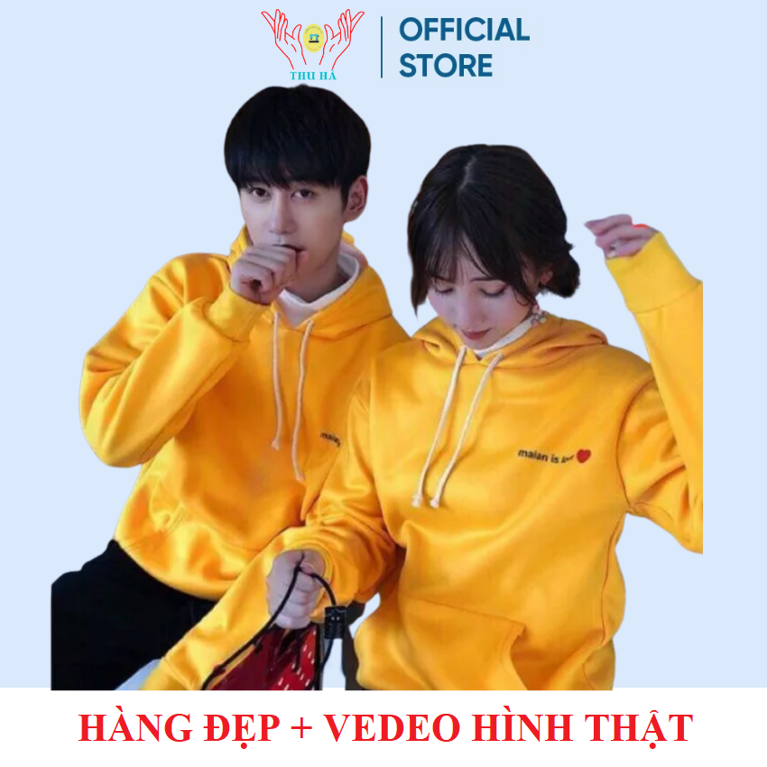 Áo nỉ đôi có mũ( 2 áo) in tim tay và ngực ý nghĩa áo đôi nam nữ