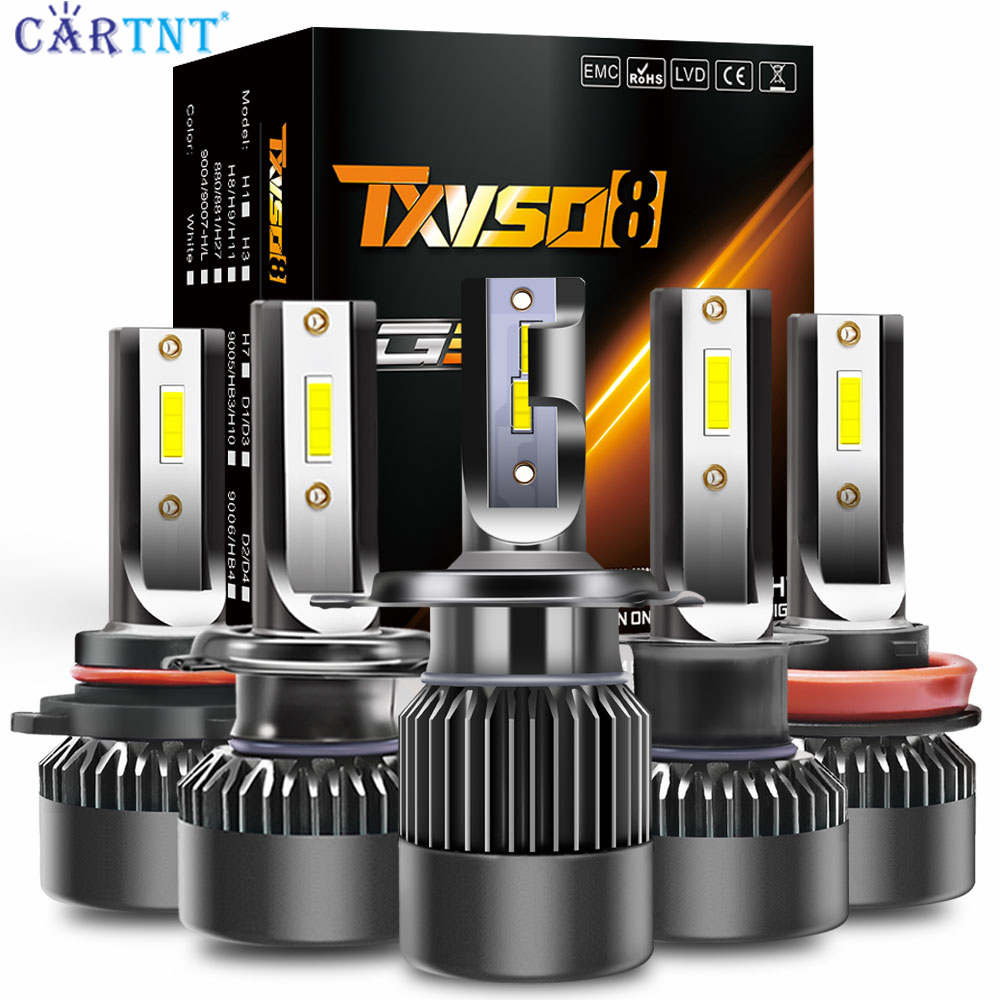 Cartnt 2 chiếc đèn xe hơi đèn led atuo h4 led h7 20000lm h1 h8 h11 cho bóng đèn pha ô tô bóng đèn led hb3 hb4 9005 9006 9012 hir2 120w 12v