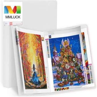 Mmluck 1 tấm bảo vệ sách 30 trang dung tích lớn Bìa túi đựng tài liệu chống thấm nước trong suốt Giá đỡ bức tranh Kim Cương bức tranh Kim Cương tập tin đựng đồ làm tranh