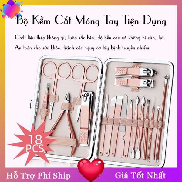 [HCM]BỘ KỀM CẮT MÓNG TAY CAO CẤP 18 MÓN BỘ DỤNG CỤ  PHỤ KIỆN LÀM MÓNGBộ Kềm Cắt  Bấm Móng Tay  Kéo Cắt Tỉa Lông Mày Đa Năng Tiện Dụng Vỏ Hộp Da Sang Trọng Có Que Nặn Mụn . BẢO HÀNH 12 THÁNG  MUA 1 ĐỔI 1