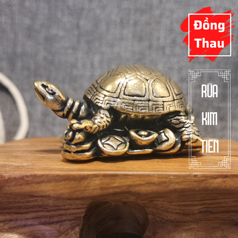 Tượng đồng phong thủy hình con rùa kim tiền được trang trí đem lại may mắn, tài lộc