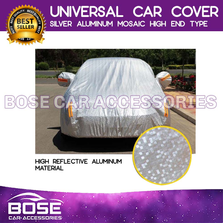 Universal Aluminum Car Cover Silver Mosaic High End Type Waterproof Outdoor Sun  Protector Dustproof with Reflective Stripes Car Covers Car Cover For Car  Vios Mirage Sedan Accent Honda City Almera SUV