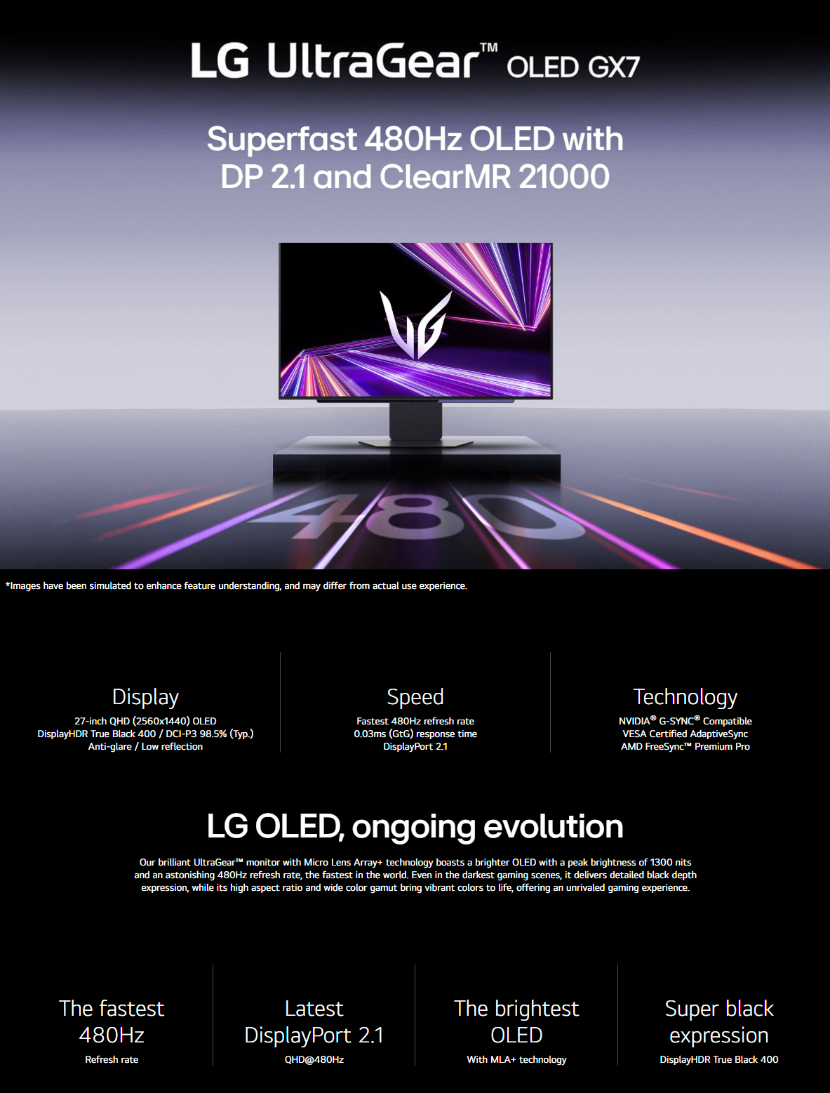 LG UltraGear 27GX790A | 27" QHD | OLED | 0.03ms (GtG) | 480Hz | NVIDIA G-SYNC | Gaming Monitor (27GX790A-B) · v2