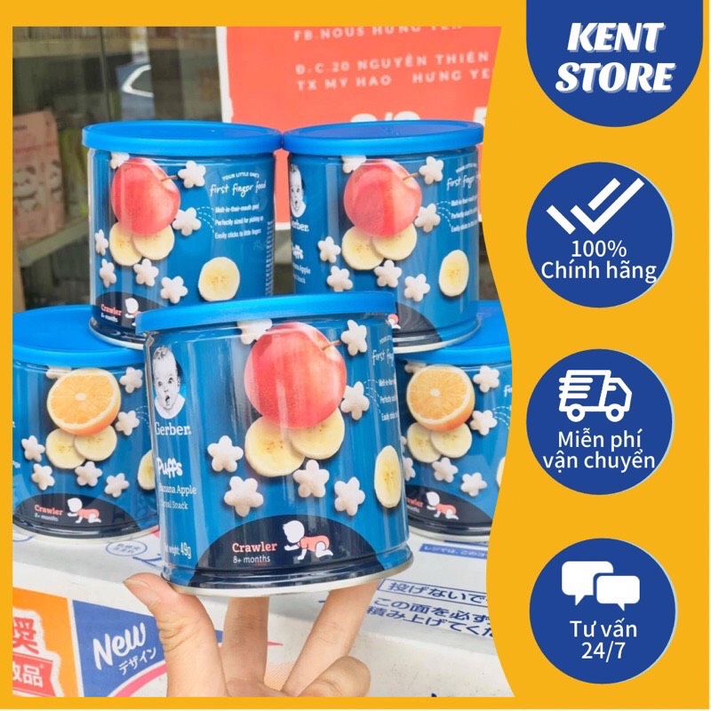 Thùng 6 hộp  bánh ăn dặm Gerber Puffs 49g Hộp thiếc mẫu mới (date 2022)