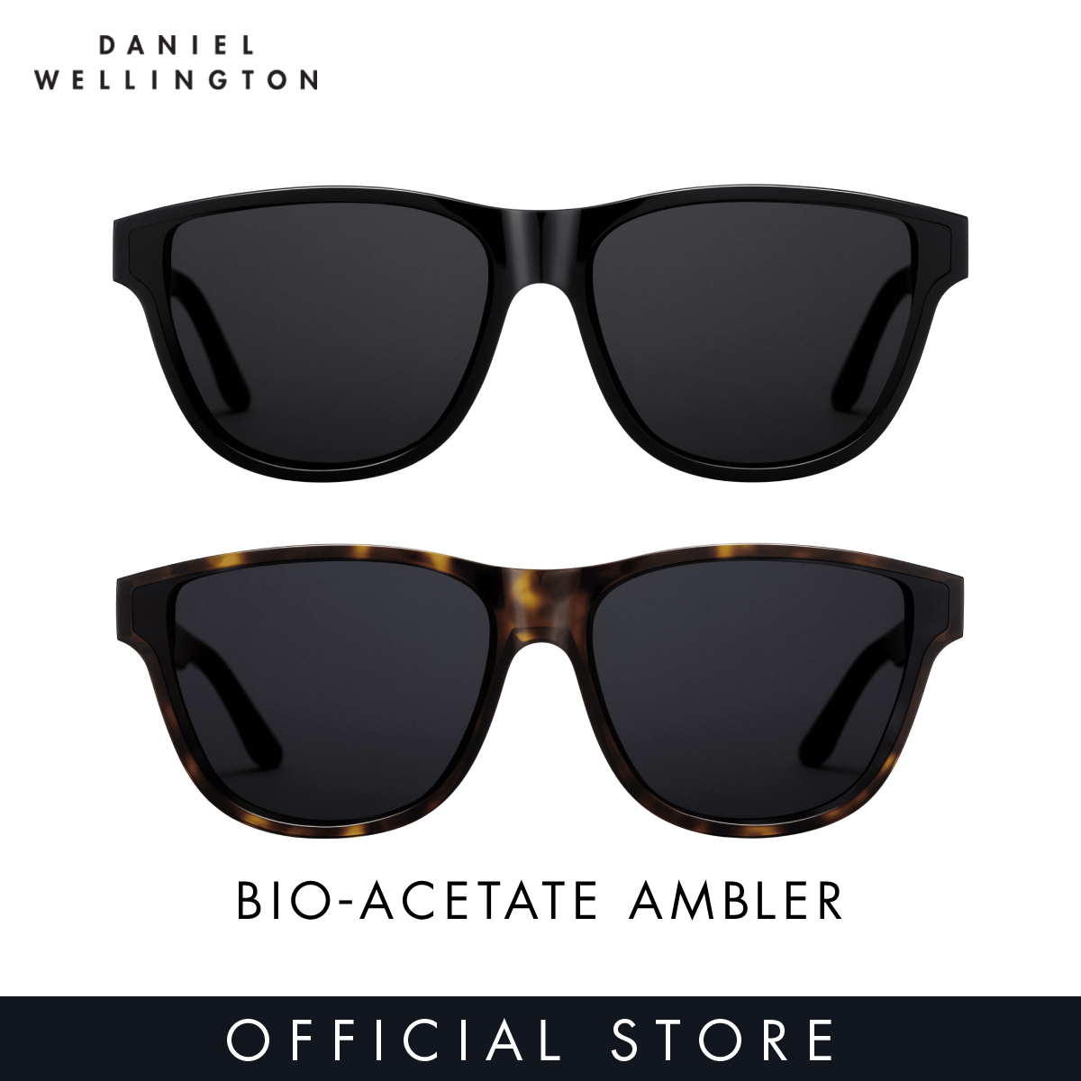 Daniel Wellington Eyewear Sunglasses - Ambler Bio-acetate Black / Dark Havana Black - EF(Eastern Fit) - DW - Fashion accessories - Unisex Sunglasses for women and men
