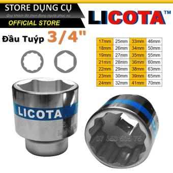17-70mm Đầu tuýp 3/4 LICOTA (Lục + Bông) | Đầu típ 6 cạnh, đầu khẩu | Đầu tuýp bông 12 cạnh 3/4 Inch