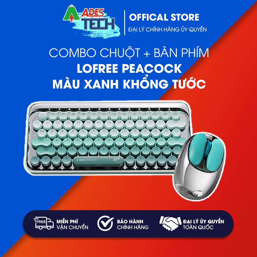 Combo Chuột + Bàn phím Lofree peacock màu xanh khổng tước - NEW 2022