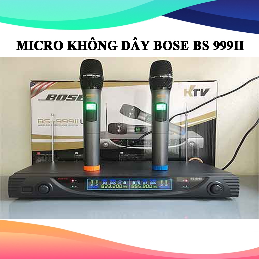 Micro không dây karaoke Bose BS - 999II UHF, Micro không dây Chống hú cao, Âm thanh trung thực, Mic hát karaoke không dây gia đình - Bảo hành 1 năm