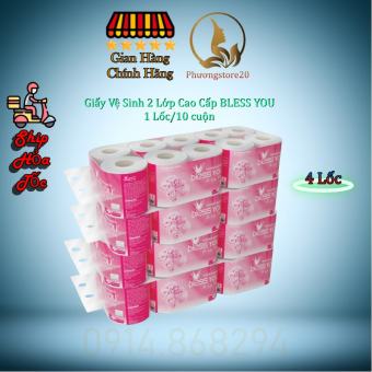 [Combo 4 Lốc] Giấy Vệ Sinh Bless You 2 Lớp, Lốc 10 Cuộn Hồng