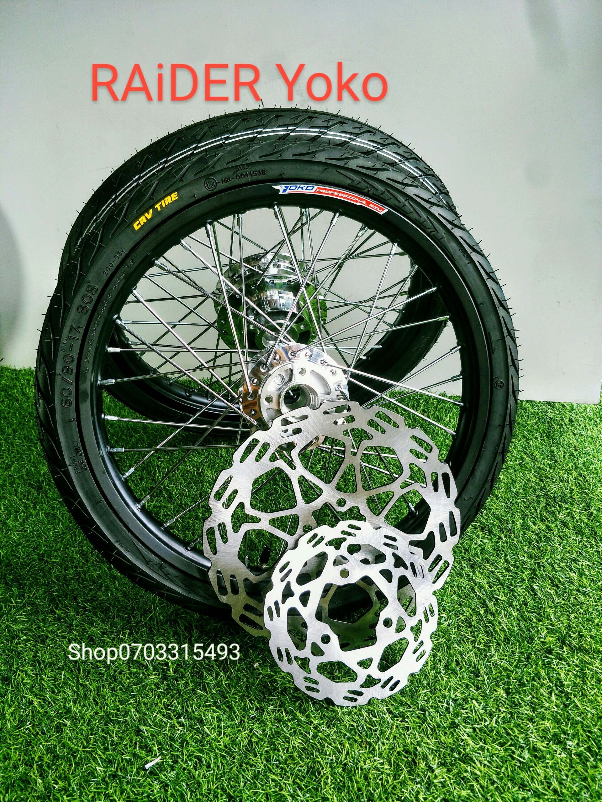 [HCM] CẶP BÁNH CĂM RAIDER SATRIA NIỀNG NHÔM YOKO THÁI VỎ CRV KÈM 2 ĐĨA GẮN NHƯ ZIN