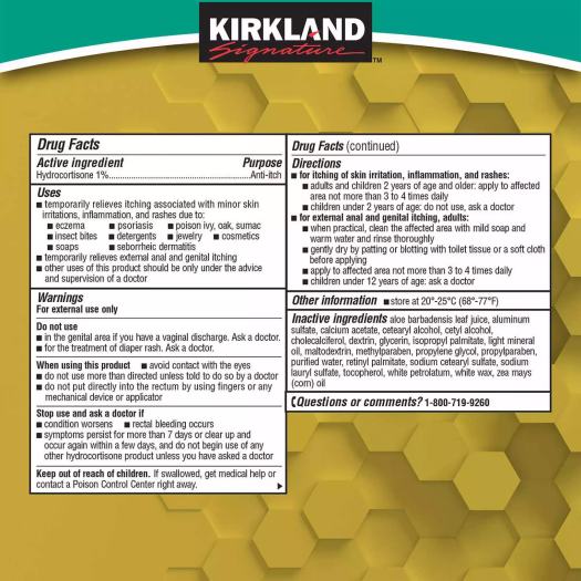 Kem bôi giảm ngứa & dị ứng Kirkland Hydrocortisone 1% Plus