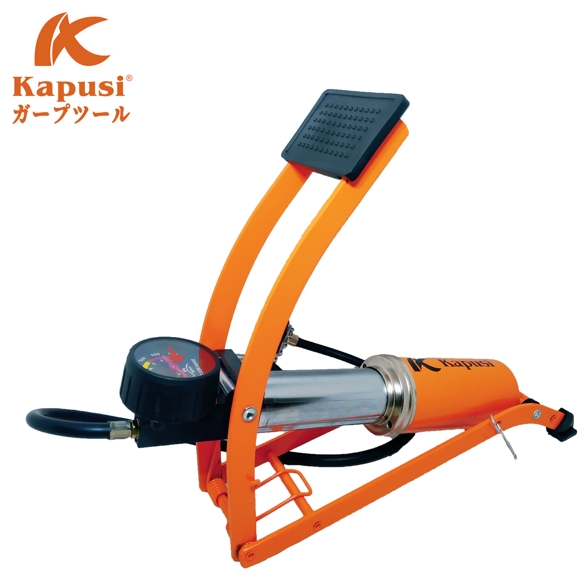 Bơm xe máy, xe đạp, bể bơi đạp chân 1 ống kapusi vỏ kim loại chắc chắn