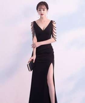 đầm dạ hội phối tay hạt cườm