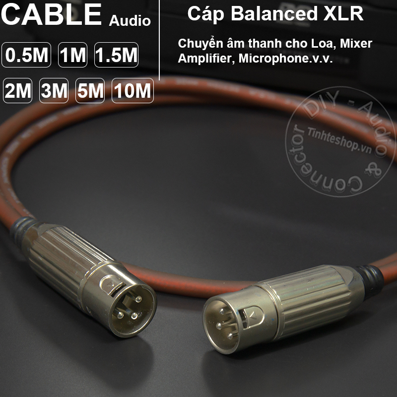 Cáp xlr đực sang đực diy 0.5m đến 5m - dây canon 2 đầu đực