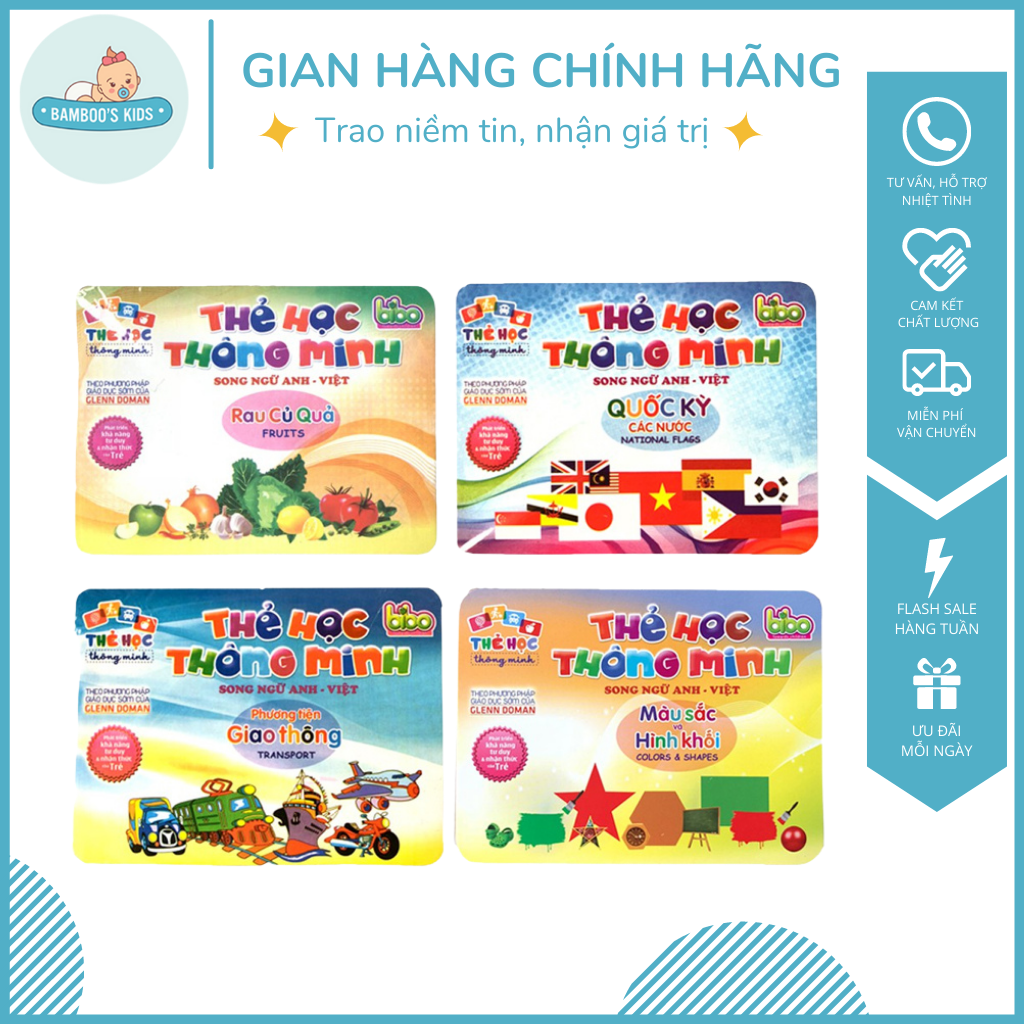 Bộ thẻ học thông minh 10 chủ đề - Bộ thẻ học thông mình cho bé, Bộ thẻ học phát triển tư duy cho bé, Bộ thẻ học thông minh chữ cái và số,