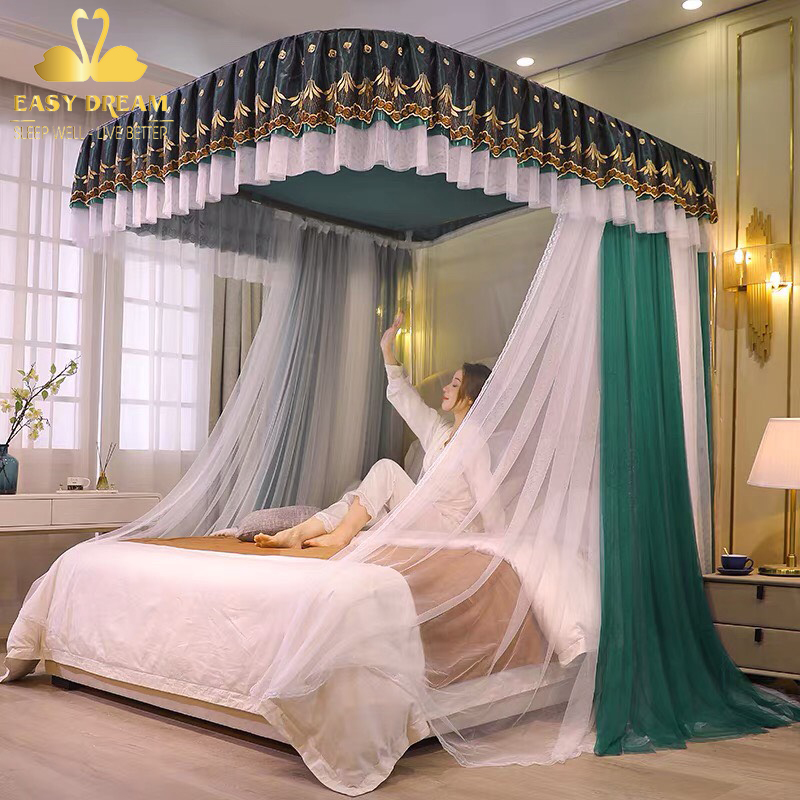 Màn khung ròng rọc kéo dây không khoan tường cao cấp EASY DREAM - Mùng ngủ hiện đại chống muỗi - kiểu dáng công chúa