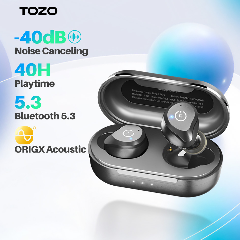 TOZO T6 Wireless Earbuds,OrigX Acoustic,Bluetooth 5.3 Version,IPX8  Waterproof - White 