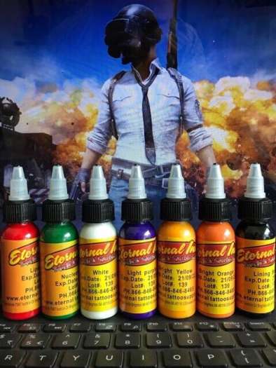 Sét 7 màu Mực xăm hình eternal giá bình dân  { mực dành cho học viên } lên da ok