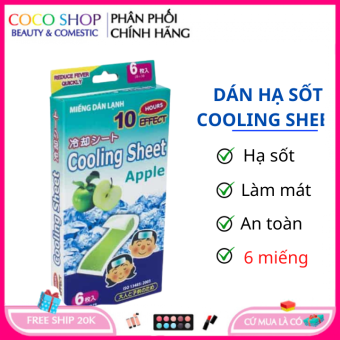 6 Miếng dán hạ sốt - Miếng dán lạnh COOLING SHEET Giúp hạ nhiệt, hạ sốt, giảm đau Làm mát trong suốt 10 tiếng sử dụng KMiếng dán hạ sốt cho bé Miếng dán hạ sốt cho trẻ sơ sinh Miếng dán hạ sốt cho trẻ em