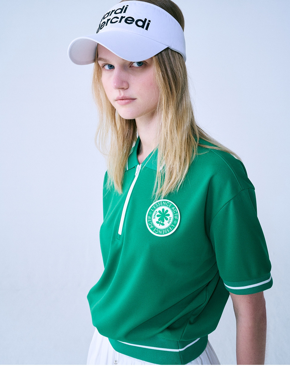 MARDI MERCREDI PIQUET ZIP UP TSHIRT ROUND EMOJI WAPPEN