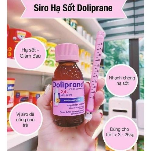 Siro hạ sốt Doli Prane Pháp 100ml cho bé từ 3-26kg - Hàng chính hãng