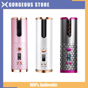 Máy uốn tóc mini  không dây làm xoăn tự nhiên thiết kế hiện đại tay cầm chống bỏng an toàn Sắt Uốn Tóc Không Dây Màn Hình LCD Sạc Được USB Xoăn