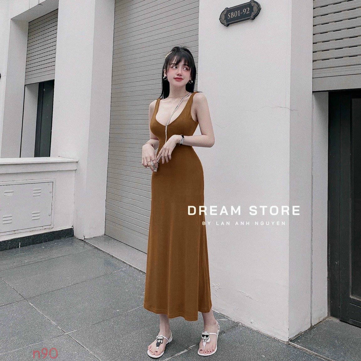 Đầm borip hai dây dáng dài tôn body cực hot hhp75