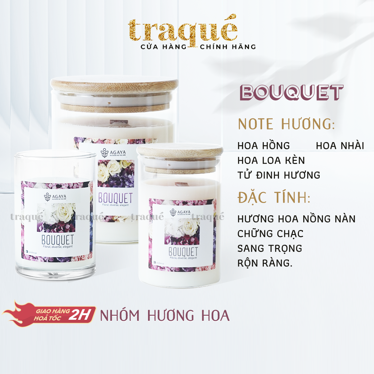 Nến thơm agaya/candle cup - hương hoa bouquet