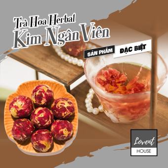 TRÀ HOA VIÊN cao cấp - KIM NGÂN HOA  dạng viên nén, 100%là hoa  không mix Trà, không mix Đường thủ công [LOVENT HOUSE]