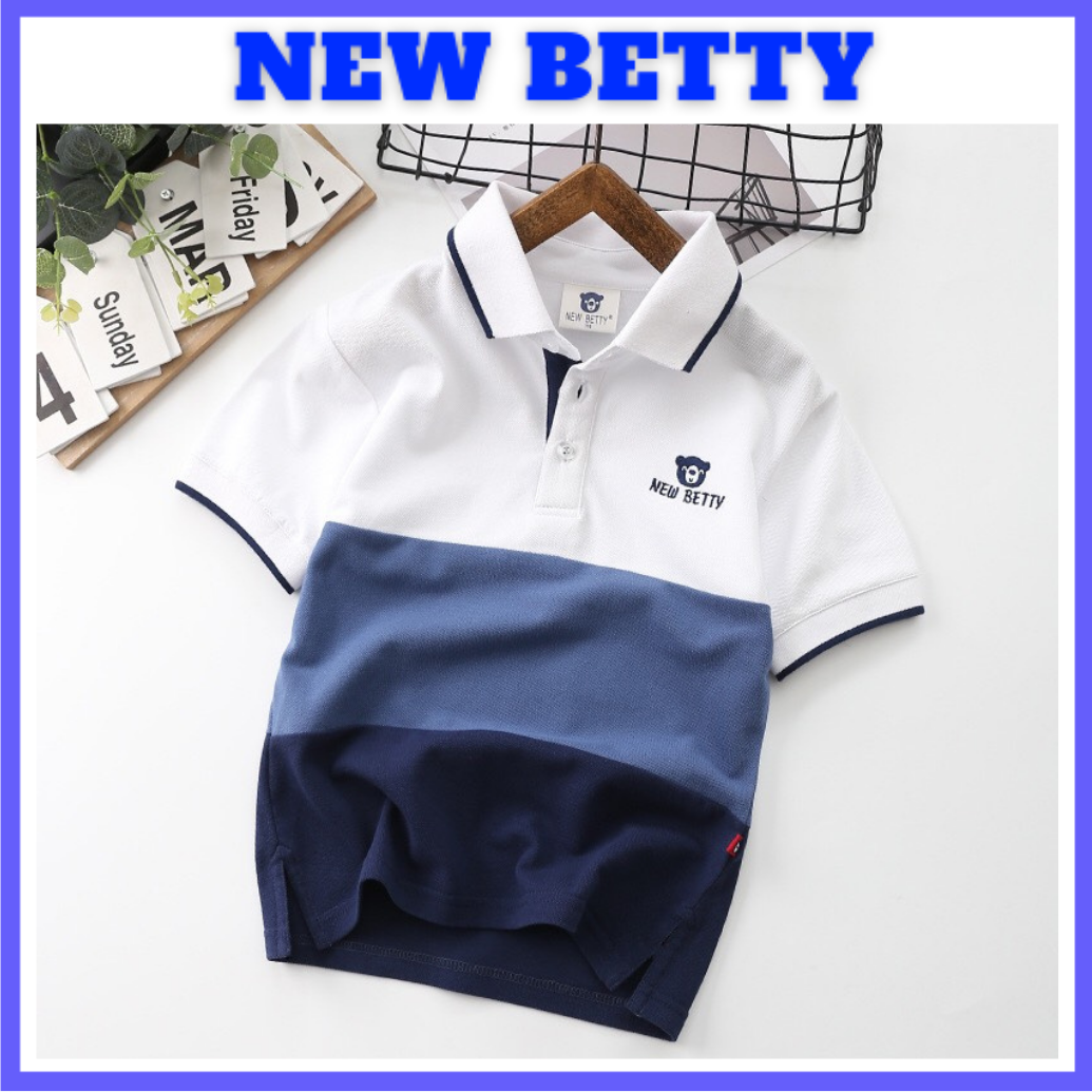 Áo thun Polo bé trai, gái MS001. Phối 3 màu siêu đẹp. Chất vải Cotton kháng khuẩn, chống nhăn, thoáng mát. NEWBETTY